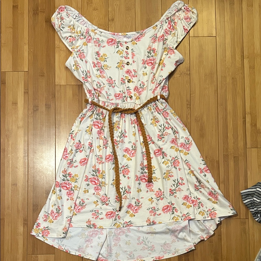 NOBO Floral Mini Dress with Belt - Pink and White